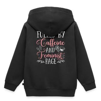 Angeheizt Durch Koffein Und Feministische Wut - Kinder Premium Organic Hoodie - Schwarz - Hinten - AI Model Kid Male (0cm)