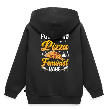 Angetrieben Von Pizza Und Feministischer Wut - Kinder Premium Organic Hoodie - Schwarz - Hinten - AI Model Kid Male (0cm)