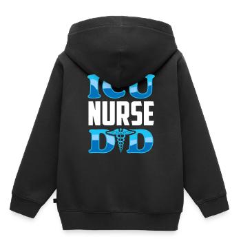 Infirmière en soins intensifs Papa Soins intensifs - Sweat Premium à capuche enfant bio - noir - Dos - AI Model Kid Male (0cm)