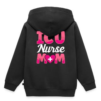 Infirmière en soins intensifs Maman Soins intensifs - Sweat Premium à capuche enfant bio - noir - Dos - AI Model Kid Male (0cm)