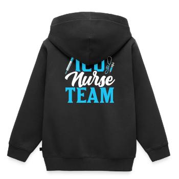 Équipe d’infirmières en soins intensifs Soins intensifs - Sweat Premium à capuche enfant bio - noir - Dos - AI Model Kid Male (0cm)