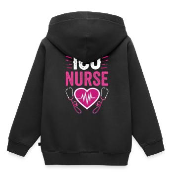 Infirmière en soins intensifs Soins intensifs - Sweat Premium à capuche enfant bio - noir - Dos - AI Model Kid Male (0cm)