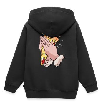Beten für Pizza - Kinder Premium Organic Hoodie - Schwarz - Hinten - AI Model Kid Male (0cm)