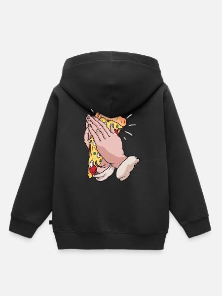 Beten für Pizza - Kinder Premium Organic Hoodie - Schwarz
