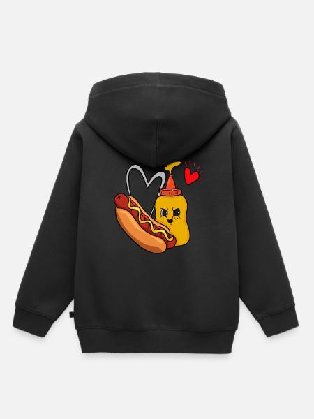 Hotdog und Senf - Kinder Premium Organic Hoodie - Schwarz