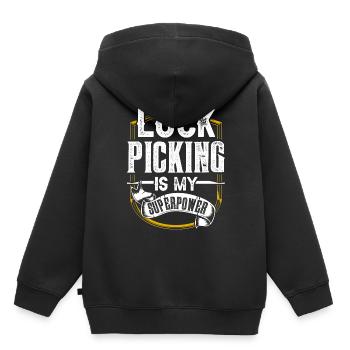 Le crochetage de serrure est mon crochetage de serrure superpuissant - Sweat Premium à capuche enfant bio - noir - Dos - AI Model Kid Male (0cm)
