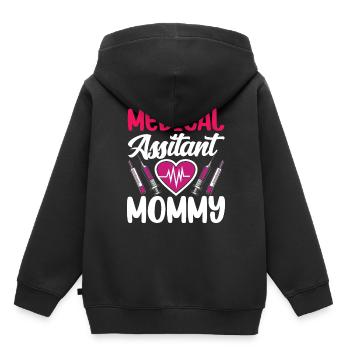 Assistante médicale Maman Profession médicale - Sweat Premium à capuche enfant bio - noir - Dos - AI Model Kid Male (0cm)