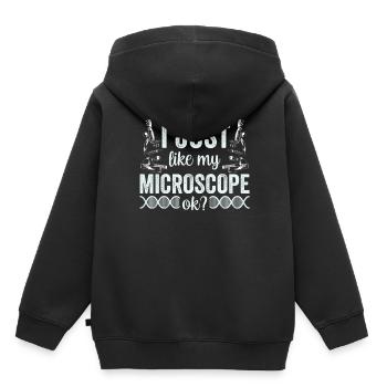 J’aime vraiment mon microscope Microscope - Sweat Premium à capuche enfant bio - noir - Dos - AI Model Kid Male (0cm)