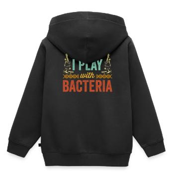 Je joue avec des microscopes bactériens microscope - Sweat Premium à capuche enfant bio - noir - Dos - AI Model Kid Male (0cm)
