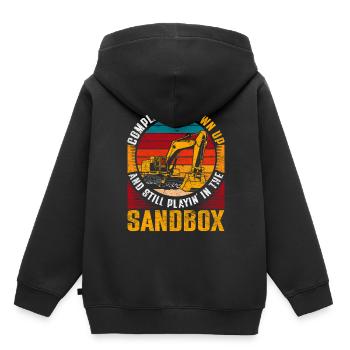 Baggerfahrer a grandi et joue dans le bac à sable - Sweat Premium à capuche enfant bio - noir - Dos - AI Model Kid Male (0cm)