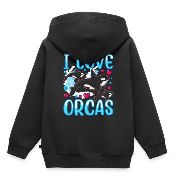 J’aime les orques mer protéger les orques baleines - Sweat Premium à capuche enfant bio - noir - Dos - AI Model Kid Male (0cm)
