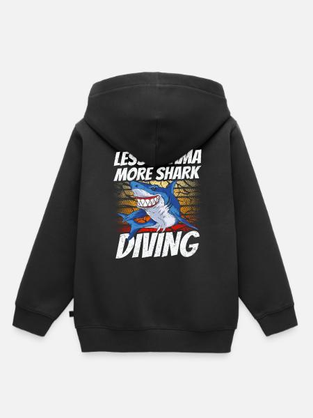 Moins de drame Plus de plongée avec les requins Plongée avec les requins - Sweat Premium à capuche enfant bio - noir