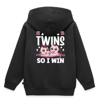Ich Habe Zwillinge Also Gewinne Ich Zwilling - Kinder Premium Organic Hoodie - Schwarz - Hinten - AI Model Kid Male (0cm)