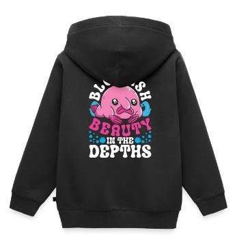 Blobfisch Blobfish Beauté dans les profondeurs - Sweat Premium à capuche enfant bio - noir - Dos - AI Model Kid Male (0cm)