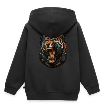 Tiger Wild Cat Portrait Wildlife Lover - Kinder Premium Organic Hoodie - Schwarz - Hinten - AI Model Kid Male (0cm)