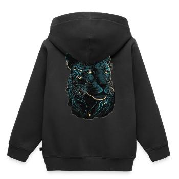 Black Leopard Panther Wild Cat Wildlife Lover - Sweat Premium à capuche enfant bio - noir - Dos - AI Model Kid Male (0cm)