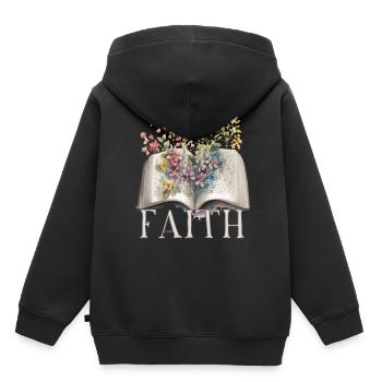 Faith Floral Bible Mormon LDS Mormonism - Kids Premium Organic Hoodie - black - Back - AI Model Kid Male (0cm)