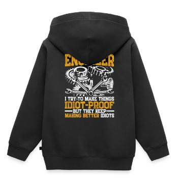 Engineer, Engineering - Kids Premium Organic Hoodie - black - Back - AI Model Kid Male (0cm)