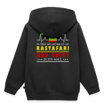 Ethiopian Rastafari Flag Heartbeat Rasta Rastafari - Kinder Premium Organic Hoodie - Schwarz - Hinten - AI Model Kid Male (0cm)