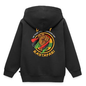 Rastafari Ethiopian Flag Reggae Roots Rastafari - Kinder Premium Organic Hoodie - Schwarz - Hinten - AI Model Kid Male (0cm)