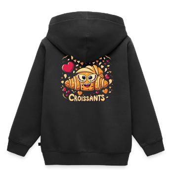 Les croissants sont de l’amour - vêtements de joie du petit déjeuner - Sweat Premium à capuche enfant bio - noir - Dos - AI Model Kid Male (0cm)