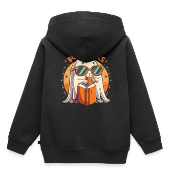 Gespenstische Geschichten: Das Lesende Gespenst - Kinder Premium Organic Hoodie - Schwarz - Hinten - AI Model Kid Male (0cm)
