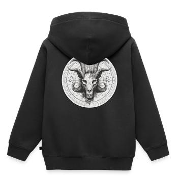Creepy Satanic Baphomet Skull Unholy Mystic Occult - Kinder Premium Organic Hoodie - Schwarz - Hinten - AI Model Kid Male (0cm)