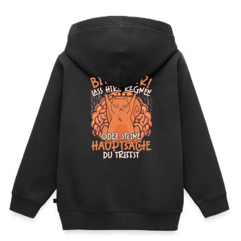 Bitte Herr Lass Hirn Regnen Oder Steine Hauptsache - Kinder Premium Organic Hoodie - Schwarz - Hinten - AI Model Kid Male (0cm)