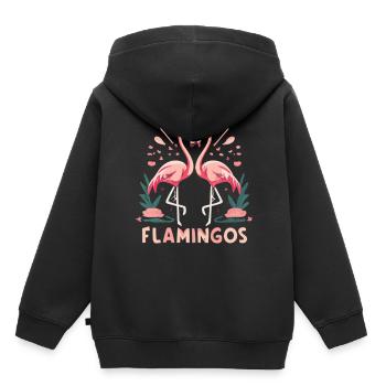Vertrauen und Zuneigung - Flamingos der Liebe - Kinder Premium Organic Hoodie - Schwarz - Hinten - AI Model Kid Male (0cm)