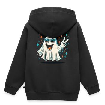 Paix fantomatique : un message paisible d’Halloween - Sweat Premium à capuche enfant bio - noir - Dos - AI Model Kid Male (0cm)