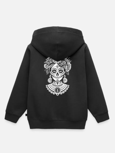 Catrina Pride - Un hommage au patrimoine culturel du Mexique - Sweat Premium à capuche enfant bio - noir