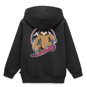 Sensation de snowboard : le paresseux cool - Sweat Premium à capuche enfant bio - noir - Dos - AI Model Kid Male (0cm)
