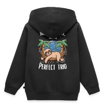 Relaxed coffee enjoyment: sloth style - Kids Premium Organic Hoodie - black - Back - AI Model Kid Male (0cm)