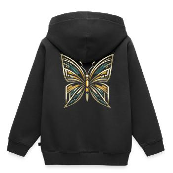 Ailes Vintage : Papillon De Style Art Déco - Sweat Premium à capuche enfant bio - noir - Dos - AI Model Kid Male (0cm)