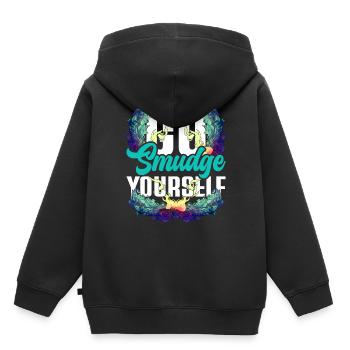 Fumigation d’appartement par la fumée - Sweat Premium à capuche enfant bio - noir - Dos - AI Model Kid Male (0cm)