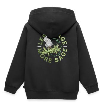 Fumigation d’appartement Moins de rage Plus de sauge - Sweat Premium à capuche enfant bio - noir - Dos - AI Model Kid Male (0cm)