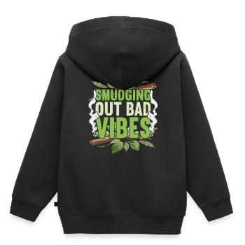 Fumigation d’appartement Bad Vibes - Sweat Premium à capuche enfant bio - noir - Dos - AI Model Kid Male (0cm)