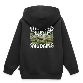 Fumigation d’appartement accomplie par la purification - Sweat Premium à capuche enfant bio - noir - Dos - AI Model Kid Male (0cm)