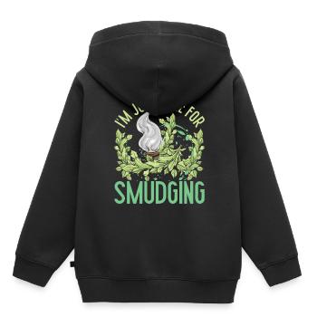 Je suis juste là pour la fumigation de l’appartement - Sweat Premium à capuche enfant bio - noir - Dos - AI Model Kid Male (0cm)