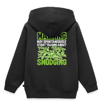 Fumigation d’appartement par la fumée - Sweat Premium à capuche enfant bio - noir - Dos - AI Model Kid Male (0cm)