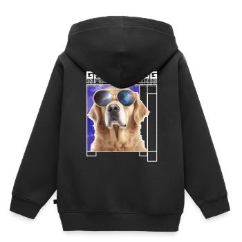 Galaxy Dog Golden Retriever Galaxy Sunglasses Dog - Kinder Premium Organic Hoodie - Schwarz - Hinten - AI Model Kid Male (0cm)