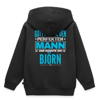 Björn Name Design - Kinder Premium Organic Hoodie - Schwarz - Hinten - AI Model Kid Male (0cm)