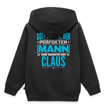 Claus Name Design - Kinder Premium Organic Hoodie - Schwarz - Hinten - AI Model Kid Male (0cm)
