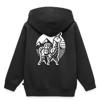 Schlichtes Berglama: Abenteuer Pur - Kinder Premium Organic Hoodie - Schwarz - Hinten - AI Model Kid Male (0cm)