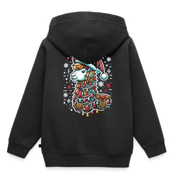 Weihnachtslama: Frohes Fest - Kinder Premium Organic Hoodie - Schwarz - Hinten - AI Model Kid Male (0cm)