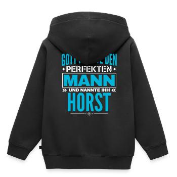 Horst Name Design - Kinder Premium Organic Hoodie - Schwarz - Hinten - AI Model Kid Male (0cm)