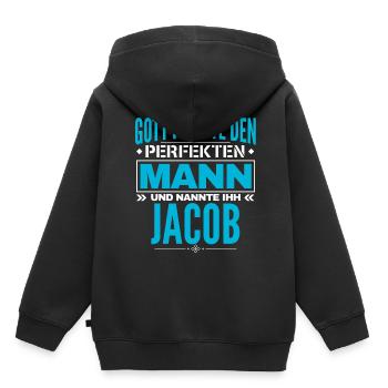 Jacob Name Design - Kinder Premium Organic Hoodie - Schwarz - Hinten - AI Model Kid Male (0cm)
