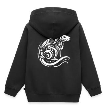 Le rat dans l’abstraction : des lignes astucieuses - Sweat Premium à capuche enfant bio - noir - Dos - AI Model Kid Male (0cm)