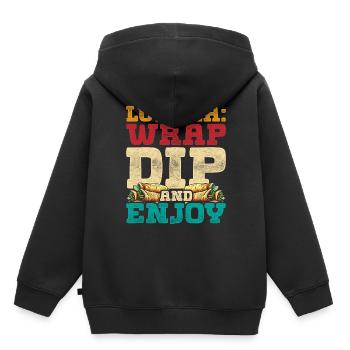 Lumpia Wrap Trempette Et Dégustez - Sweat Premium à capuche enfant bio - noir - Dos - AI Model Kid Male (0cm)