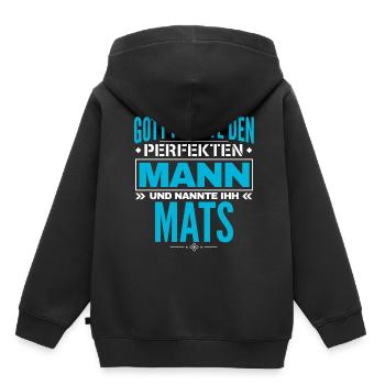 Mats Name Design - Kinder Premium Organic Hoodie - Schwarz - Hinten - AI Model Kid Male (0cm)